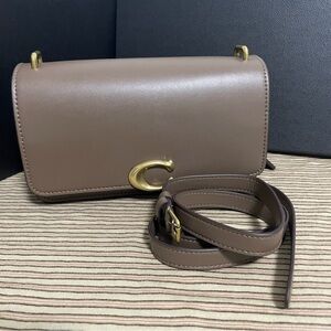 Coach Tan Leather Crossbody Bag with Gold Accents